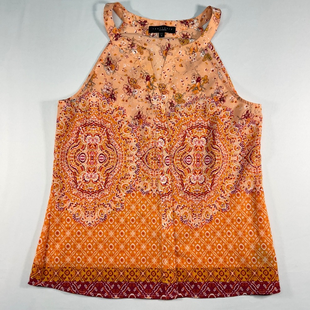 Sanctuary Clothing Womens Orange Floral Medallion Halter Tank Top XB0352H9164 M‎